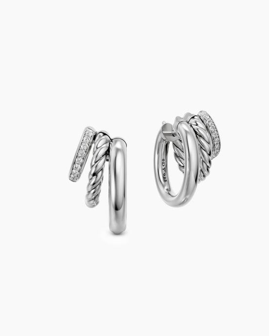 DY Mercer® Multi Row Earrings in Sterling Silver with Diamonds, 18mm