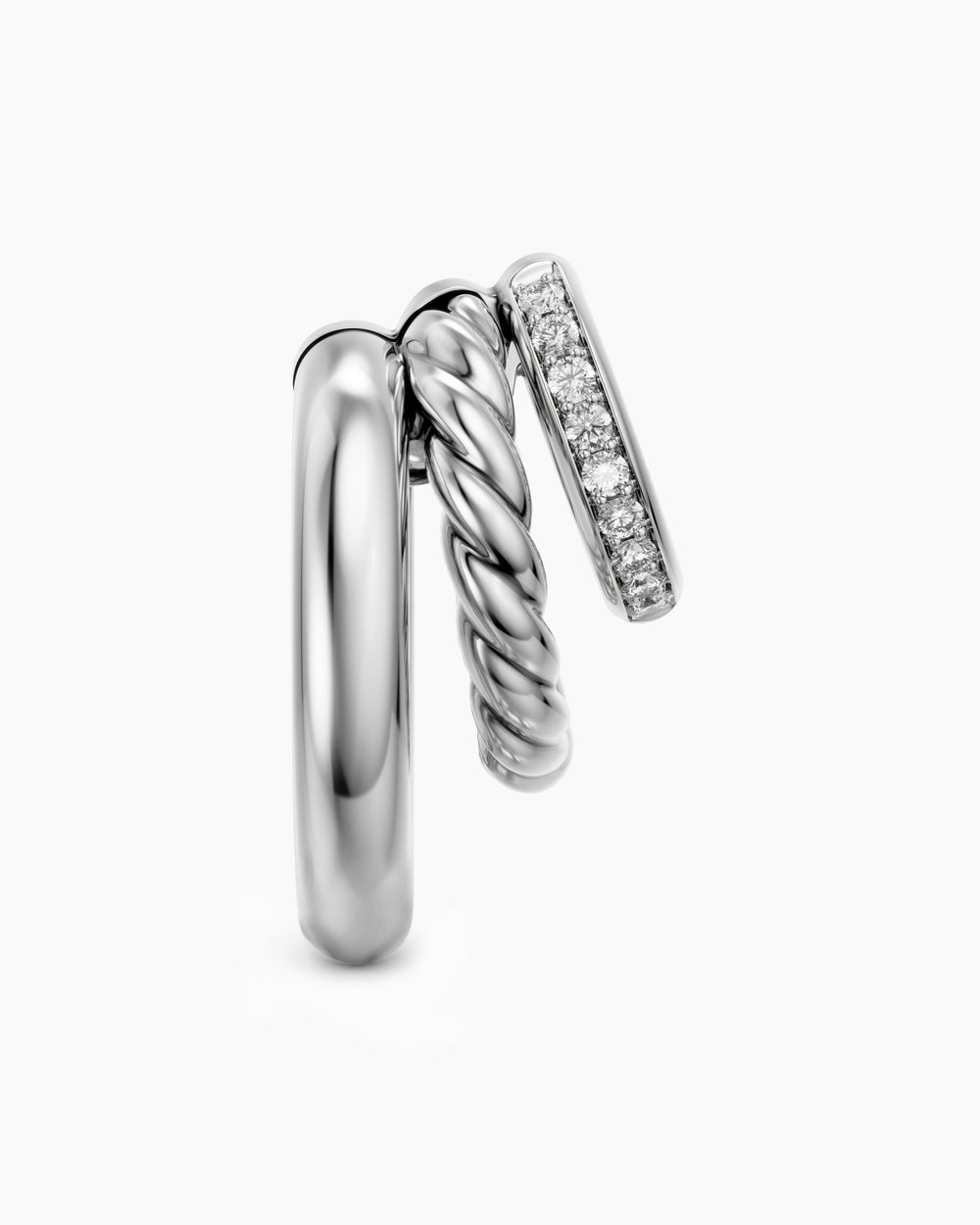 Womens DY Mercer® Multi Row Earrings in Sterling Silver with Diamonds, 18mm