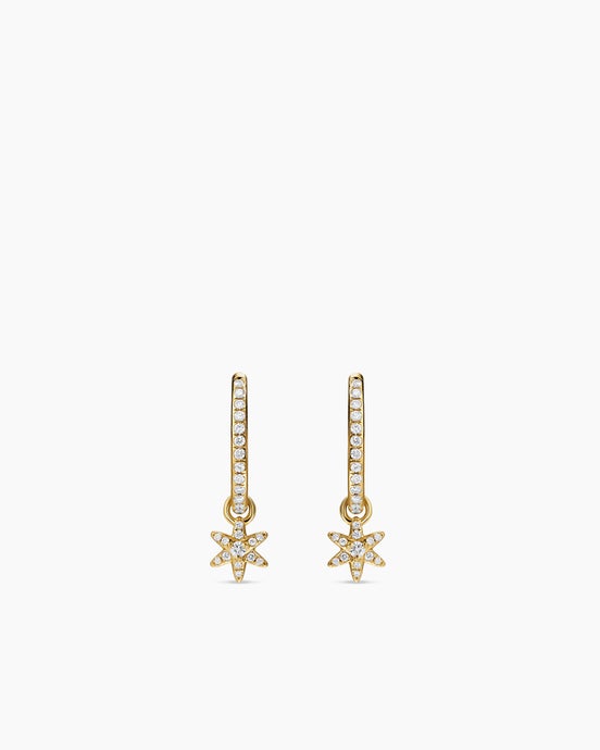 Petite Starburst Drop Earrings in 18K Yellow Gold with Diamonds, 18.8mm