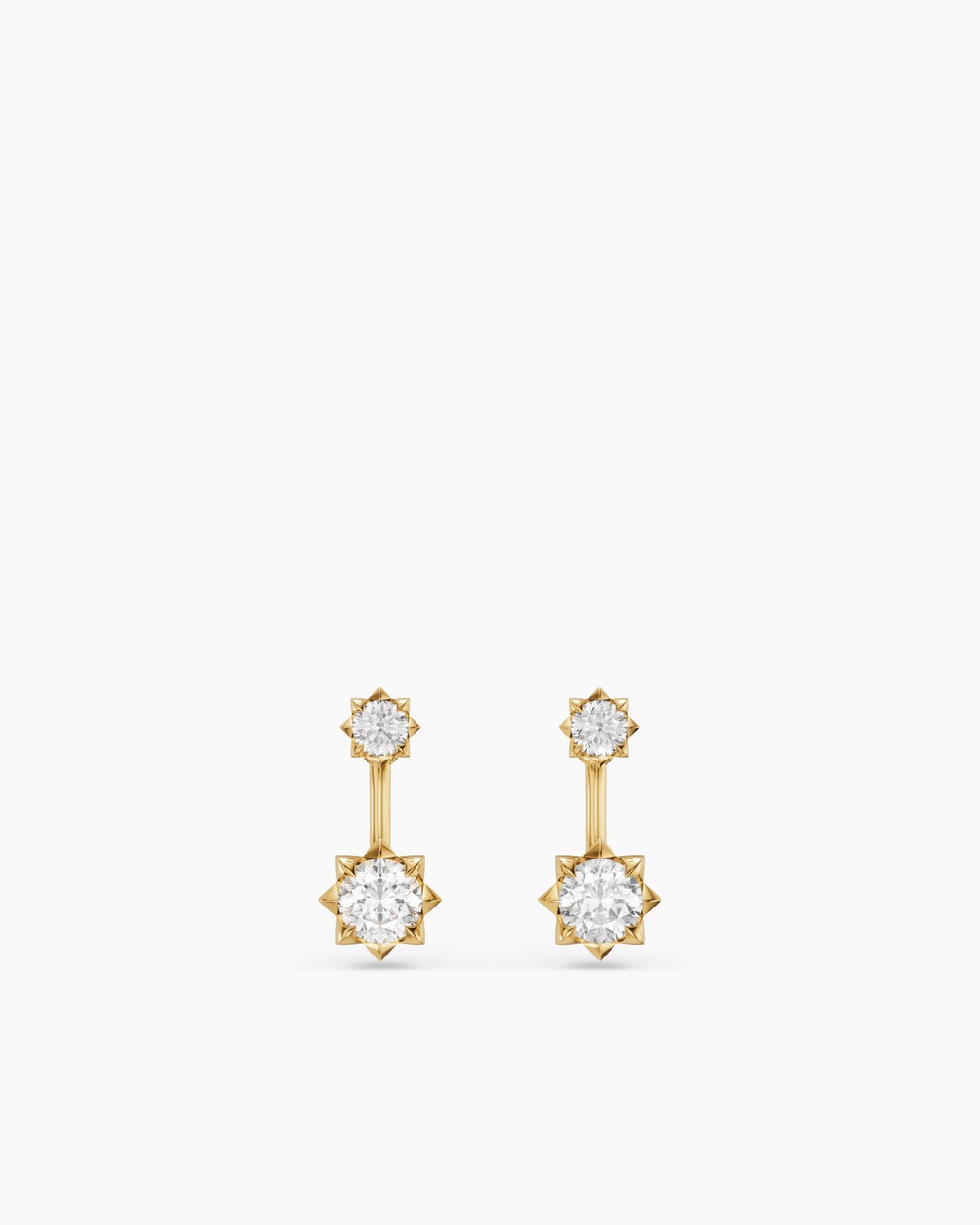 Womens Petite Pavé Drop Earrings in 18K Yellow Gold with Diamonds, 17mm