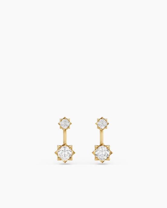 Petite Pavé Drop Earrings in 18K Yellow Gold with Diamonds, 17mm
