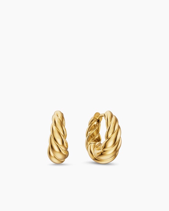 Sculpted Cable Tapered Hoop Earrings in 18K Yellow Gold, 15.7mm