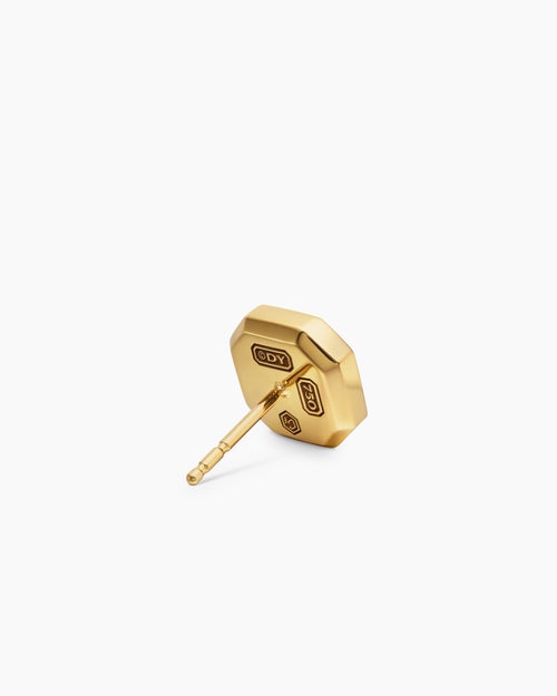 Mens Streamline® Stud Earring in 18K Yellow Gold with Forged Carbon, 10.5mm