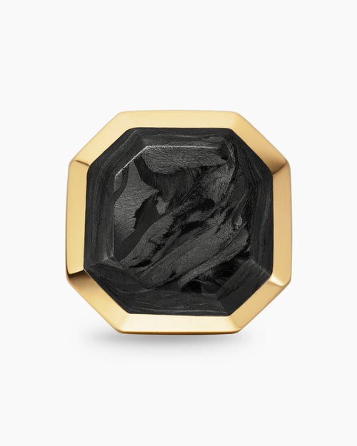Mens Streamline® Stud Earring in 18K Yellow Gold with Forged Carbon, 10.5mm