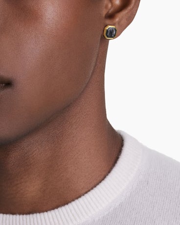 Forged Carbon Stud Earring in 18K Yellow Gold, 10.5mm