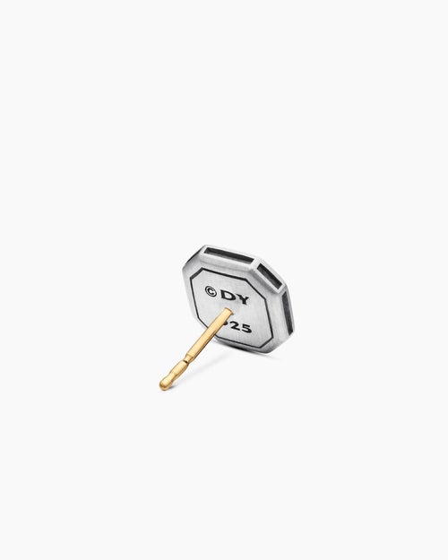 Mens Streamline® Pavé Stud Earring in Sterling Silver with Black Diamonds, 10mm