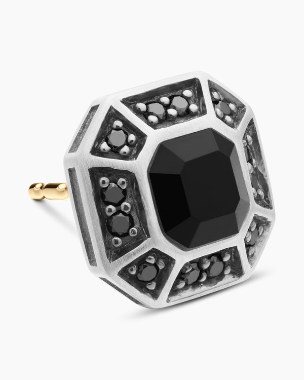 david van hagen Streamline ® Pavé Stud Earring Sterling Silver with Black Diamonds 10mm