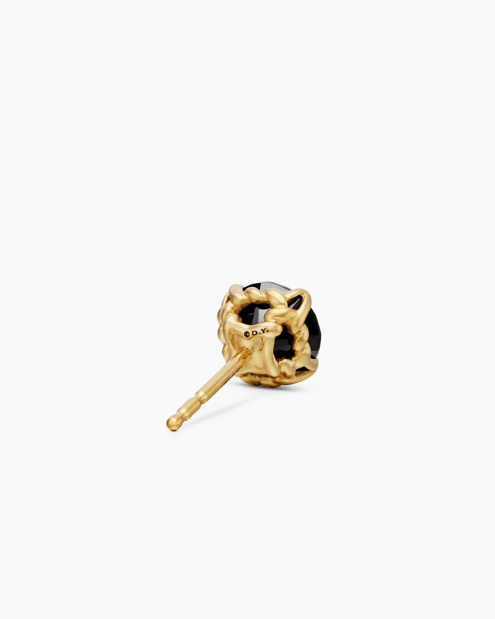 Clou d’oreille en or jaune 18 carats avec diamant noir, 7 mm hommes