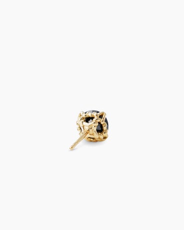 Stud Earring in 18K Yellow Gold with Black Diamond, 7mm