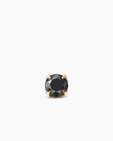 Stud Earring in 18K Yellow Gold with Black Diamond, 7mm