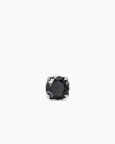 Stud Earring in Sterling Silver with Black Diamond, 7mm
