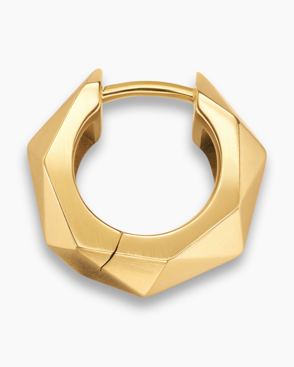 Mens Faceted Hoop Earring in 18K Yellow Gold, 14.5mm