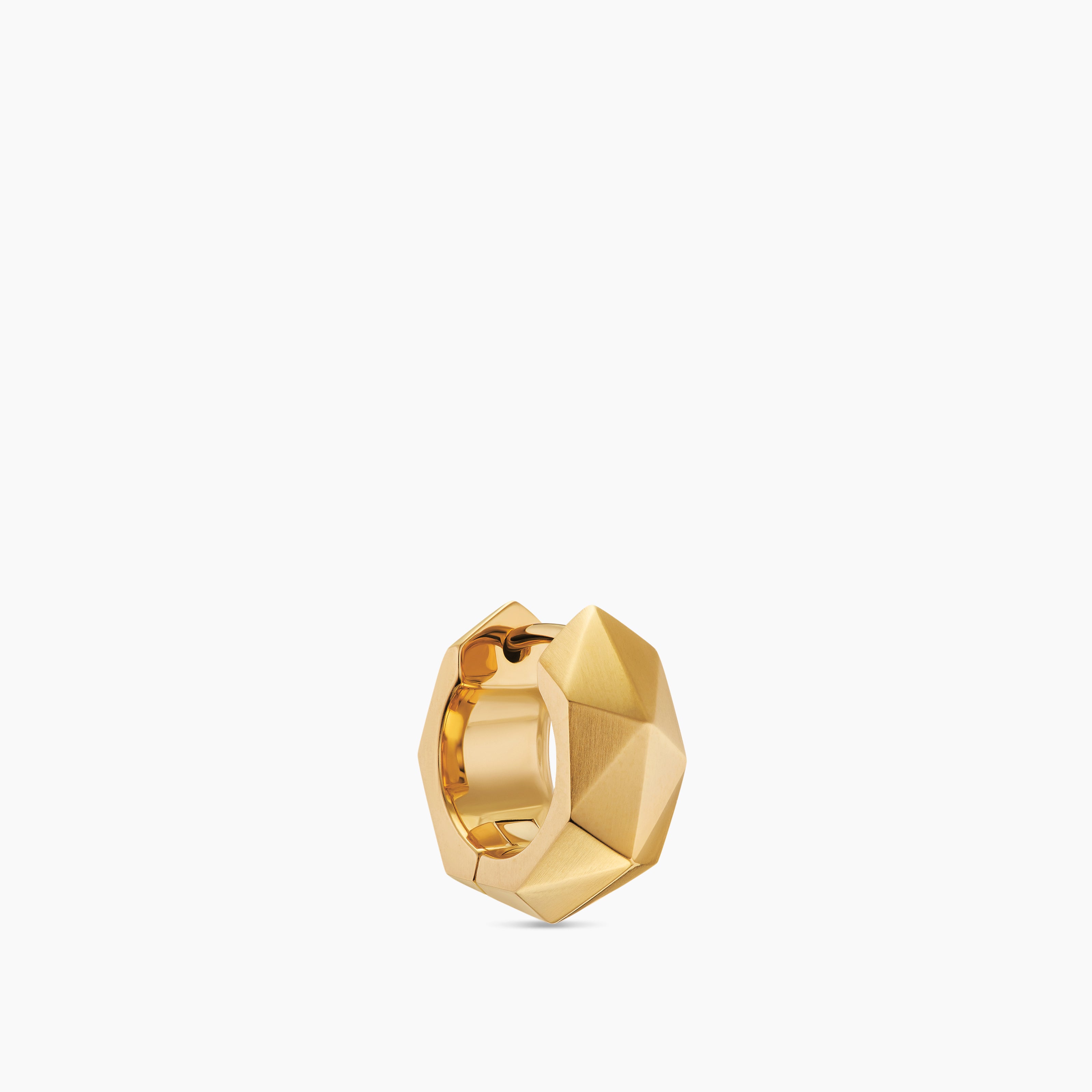Mens Faceted Hoop Earring in 18K Yellow Gold, 14.5mm
