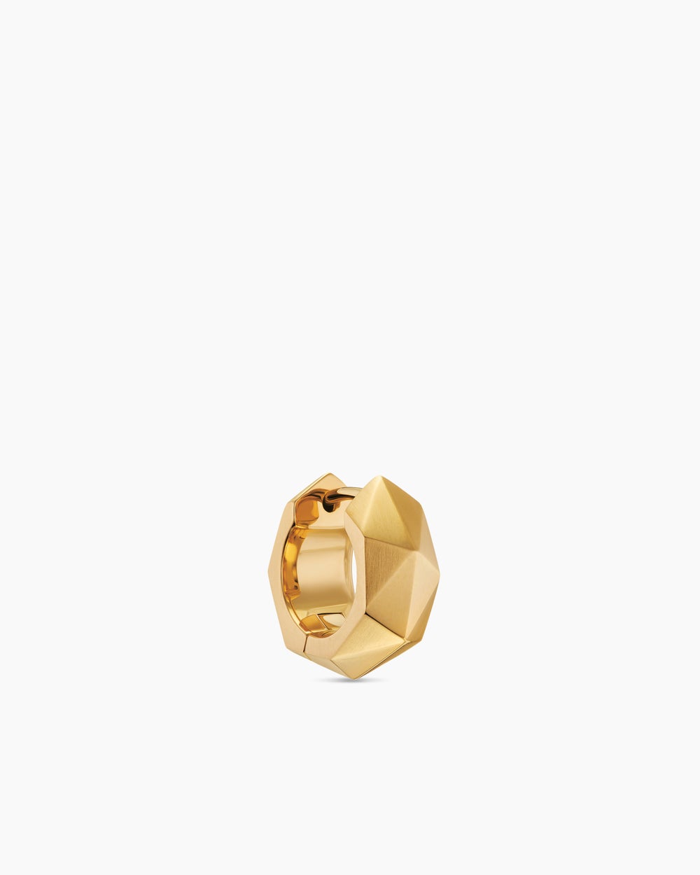 Mens Faceted Hoop Earring in 18K Yellow Gold, 14.5mm