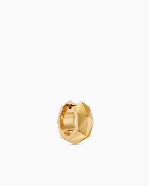 Mens Faceted Hoop Earring in 18K Yellow Gold, 14.5mm