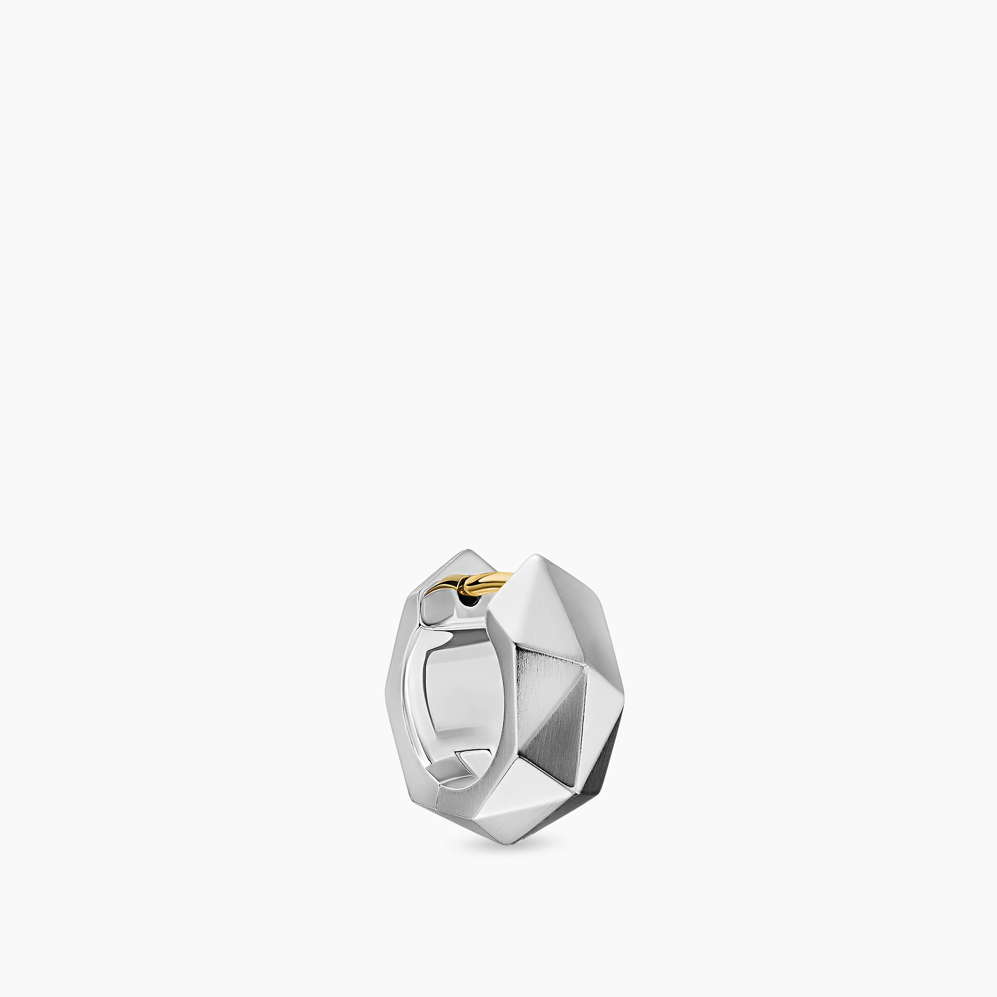 Mens Faceted Hoop Earring in Sterling Silver, 14.5mm