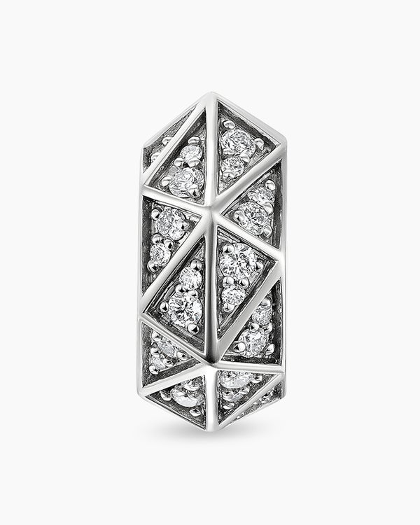 Créole Faceted en argent sterling avec diamants, 14,5 mm
