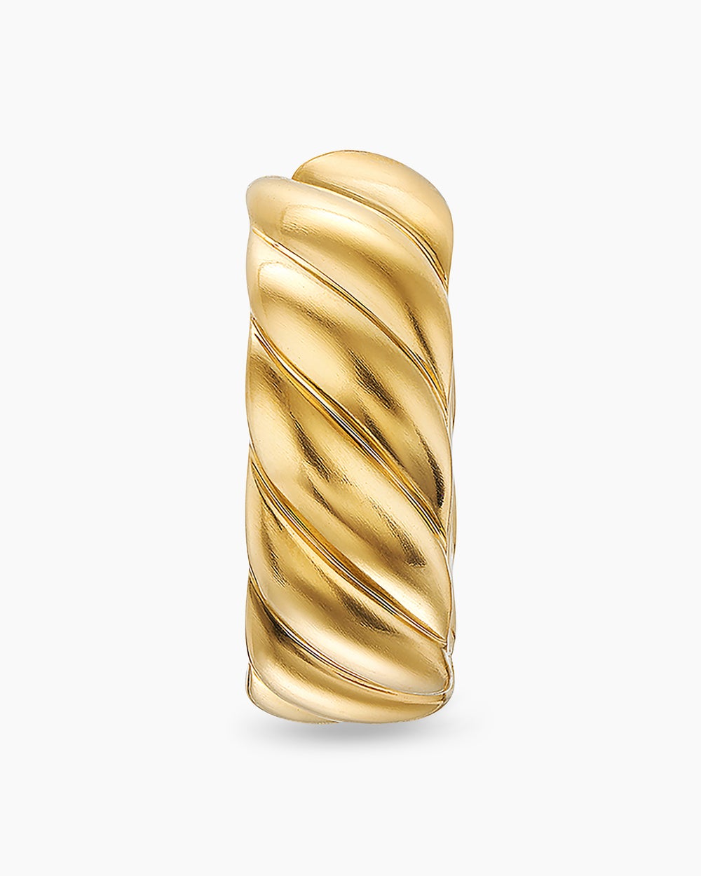 Mens Sculpted Cable Hoop Earring in 18K Yellow Gold, 12.8mm