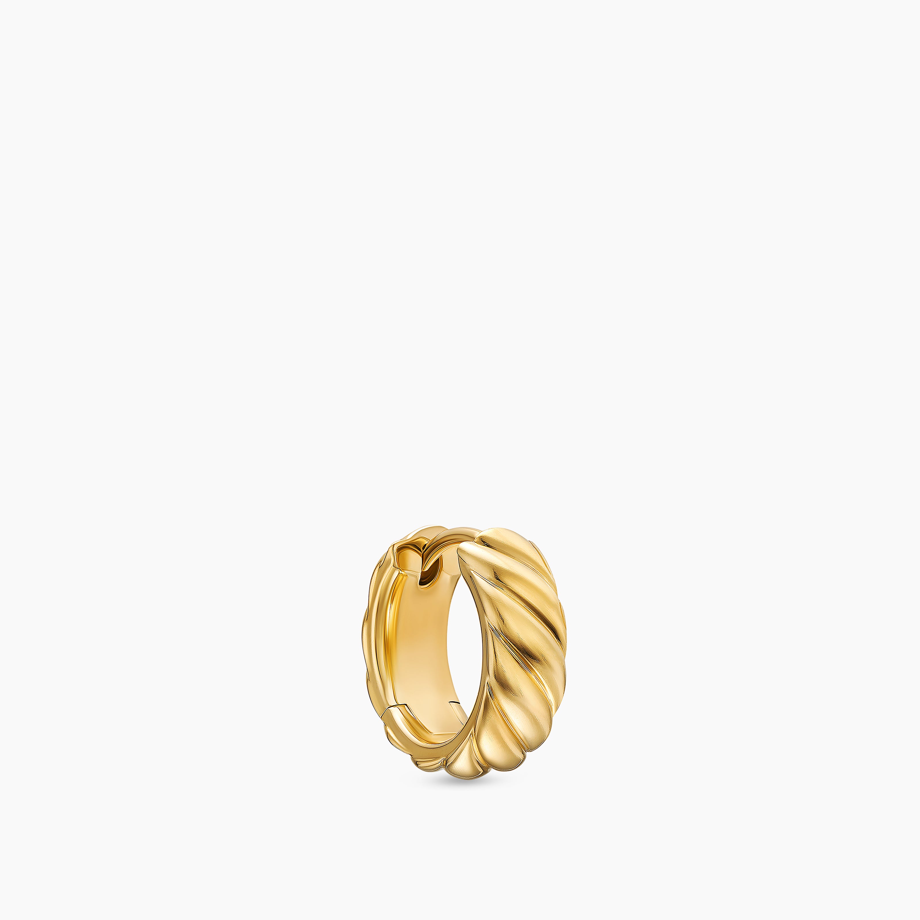 Mens Sculpted Cable Hoop Earring in 18K Yellow Gold, 12.8mm