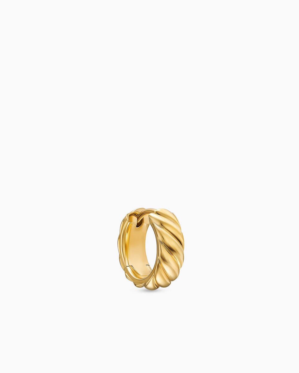 Mens Sculpted Cable Hoop Earring in 18K Yellow Gold, 12.8mm