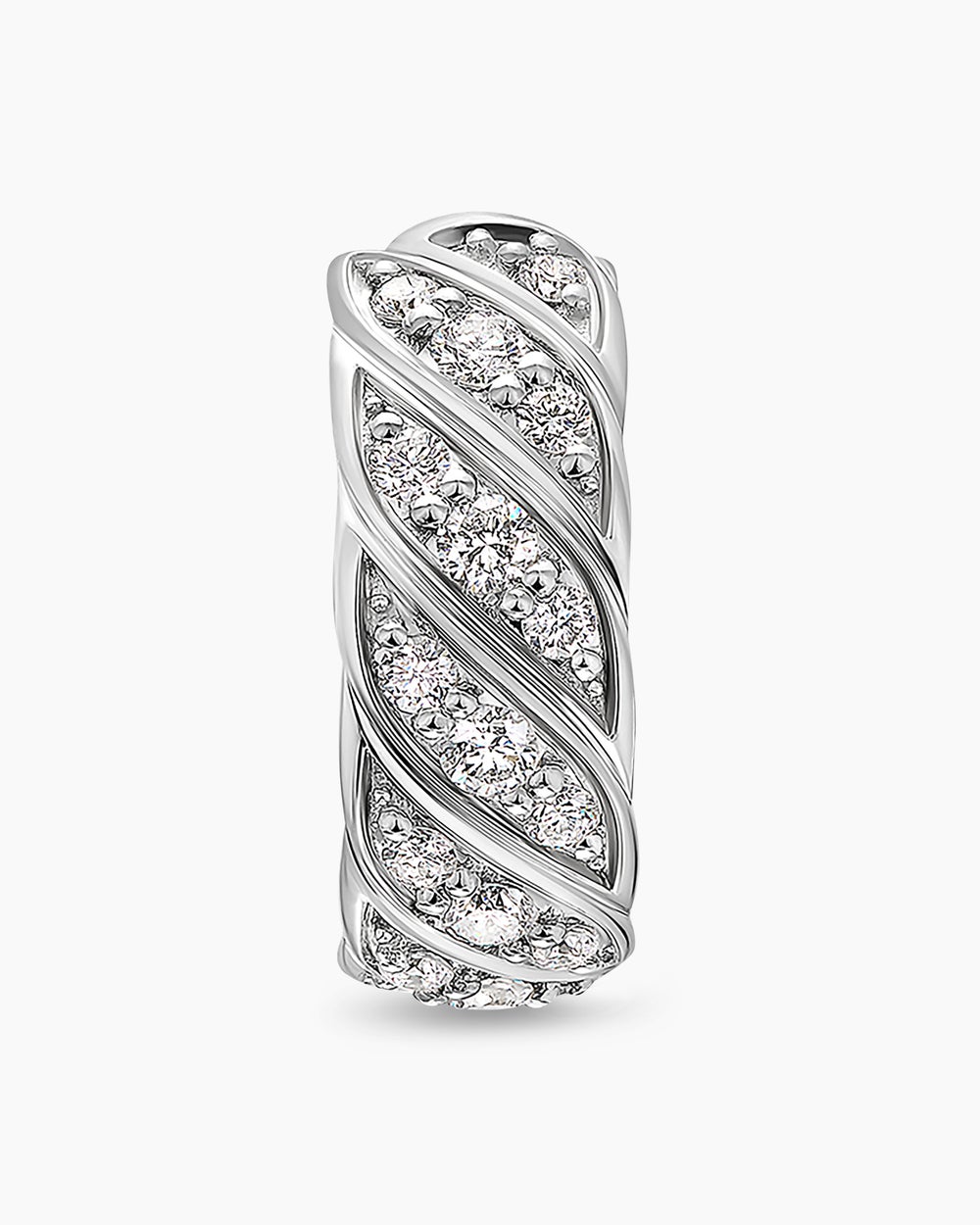 Créole Sculpted Cable en or blanc 18 carats avec diamants, 12,8 mm hommes