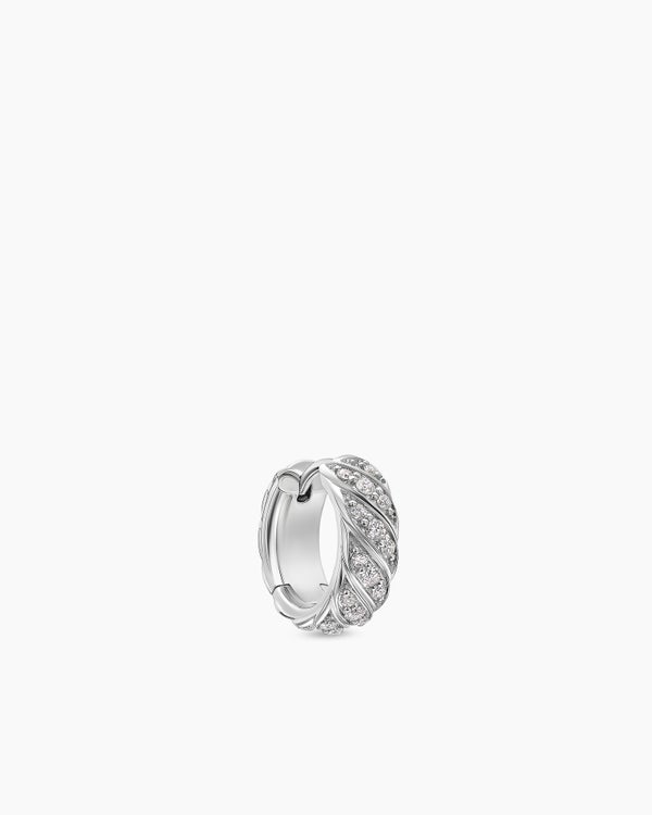 david van hagen Sculpted Cable Hoop Earring 18K White Gold with Diamonds 12.8mm