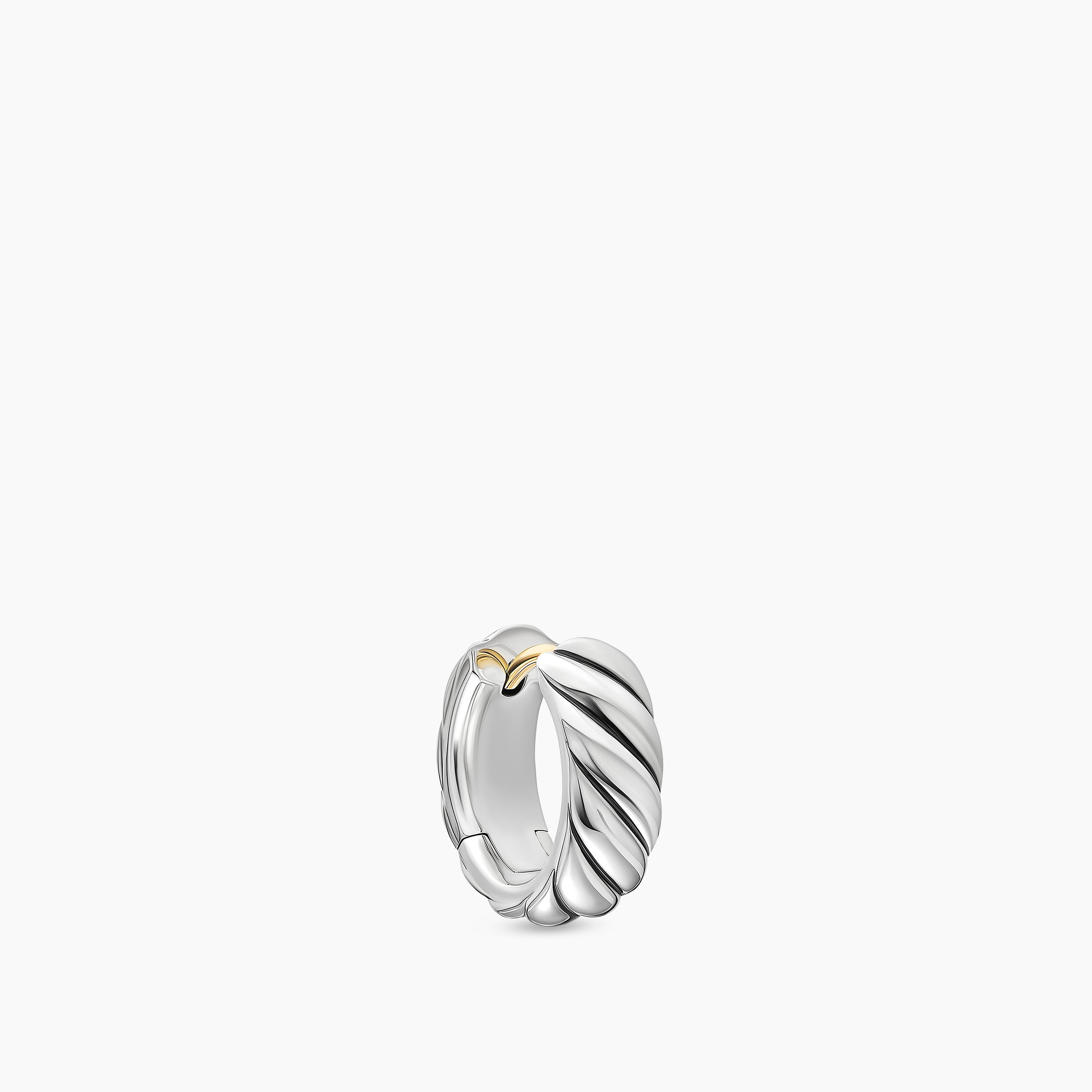 Mens Sculpted Cable Hoop Earring in Sterling Silver, 12.8mm