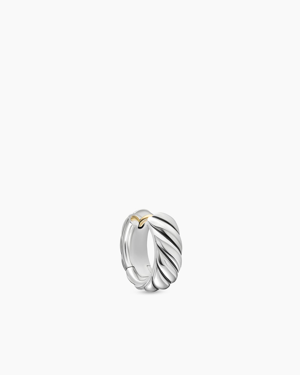 Mens Sculpted Cable Hoop Earring in Sterling Silver, 12.8mm