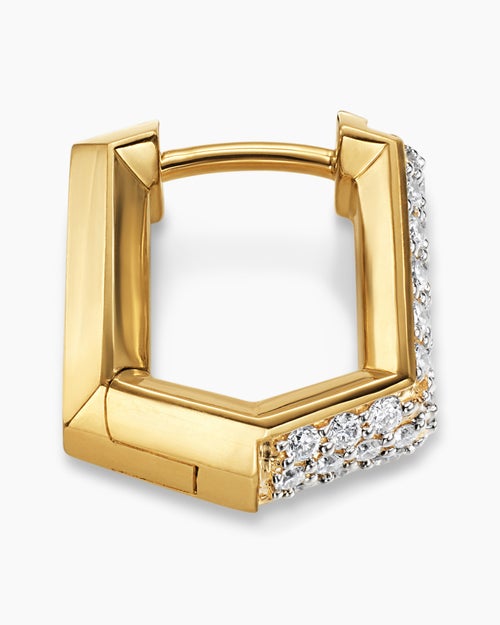 Mens Streamline® Hoop Earring in 18K Yellow Gold with Diamonds, 11.7mm