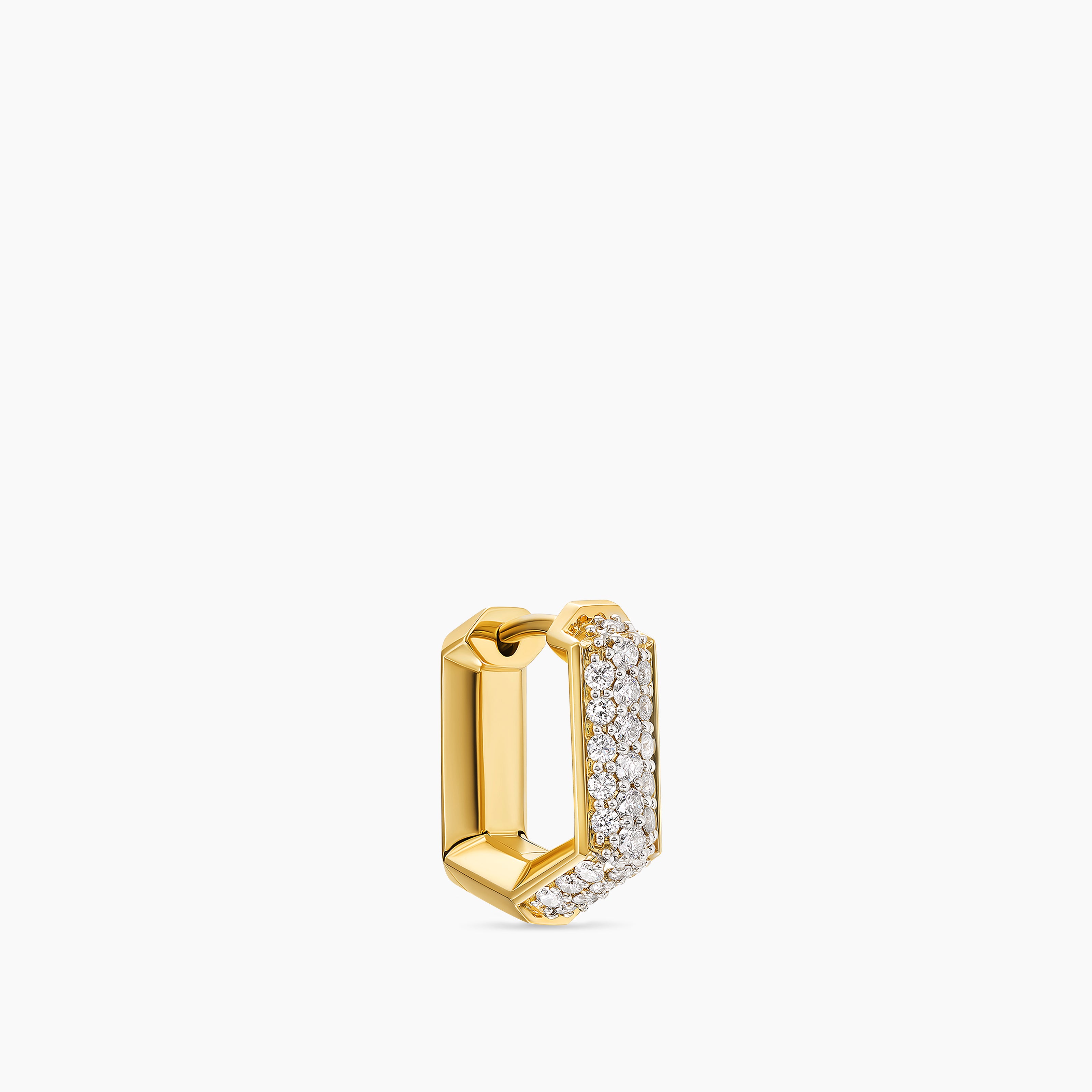 Mens Streamline&reg; Hoop Earring in 18K Yellow Gold with Diamonds, 11.7mm