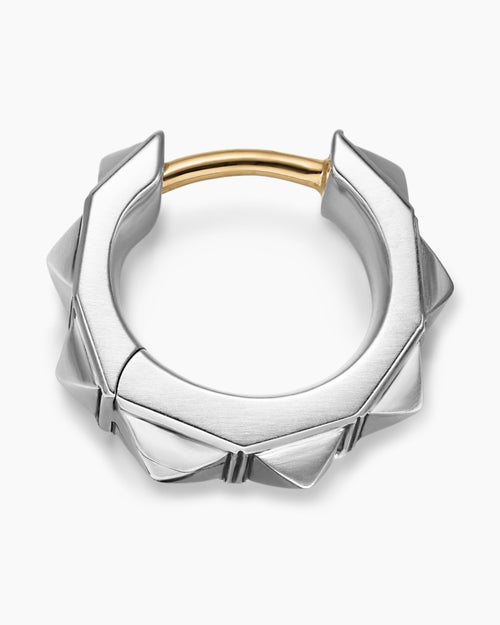Mens Pyramid Hoop Earring in Sterling Silver, 12.3mm