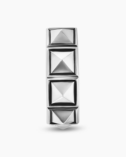Mens Pyramid Hoop Earring in Sterling Silver, 12.3mm