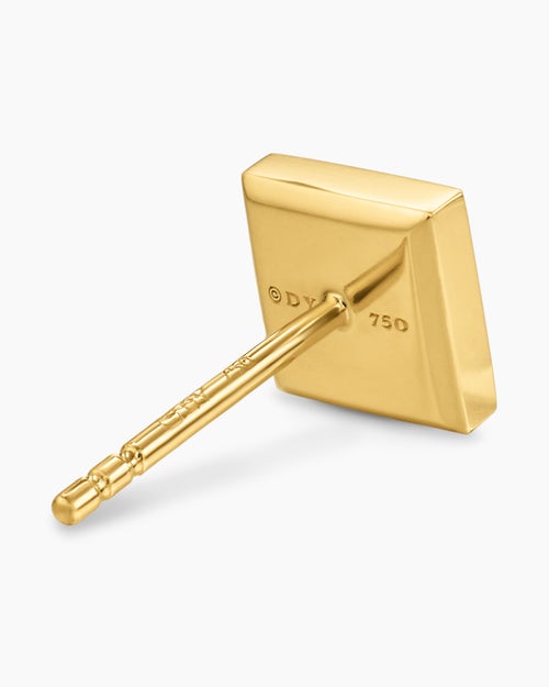 Mens Pyramid Stud Earring in 18K Yellow Gold, 6.6mm