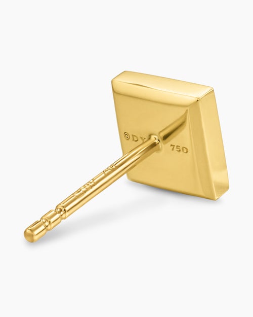 Mens Pyramid Stud Earring in 18K Yellow Gold with Diamond, 6.6mm