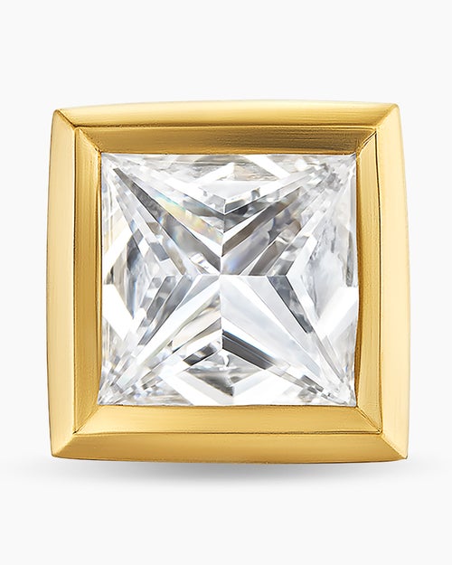 Mens Pyramid Stud Earring in 18K Yellow Gold with Diamond, 6.6mm