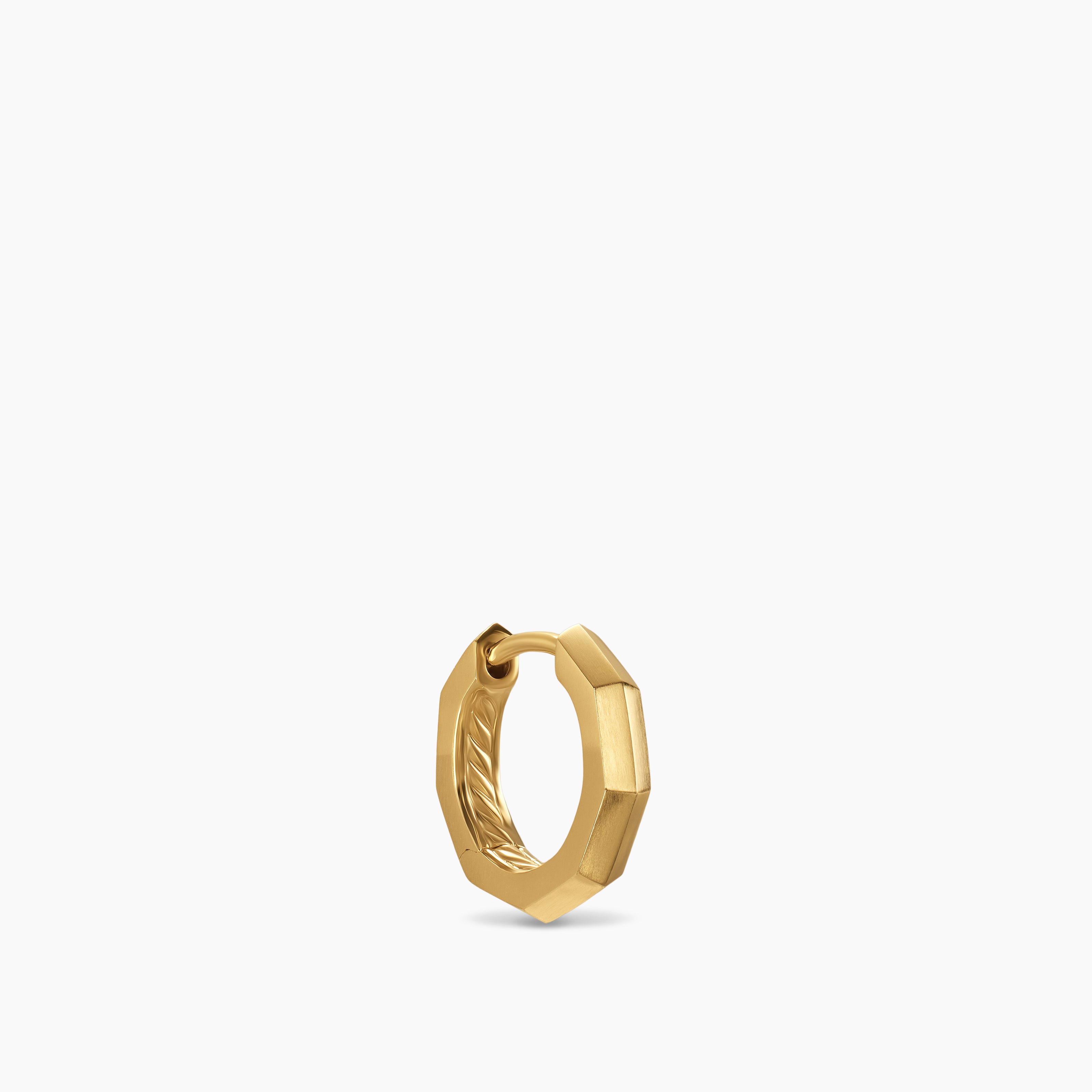 Mens Stax Faceted Huggie Hoop in 18K Yellow Gold, 13.1mm