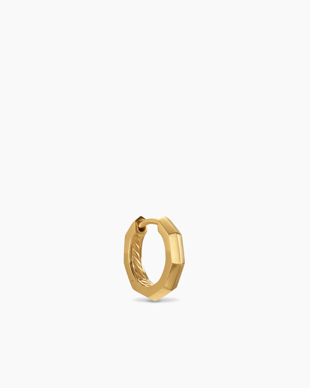 Mens Stax Faceted Huggie Hoop in 18K Yellow Gold, 13.1mm