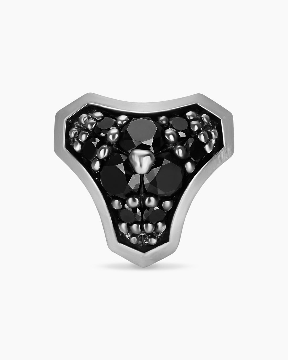 Mens Armory® Stud Earring in Sterling Silver with Black Diamonds, 9.5mm