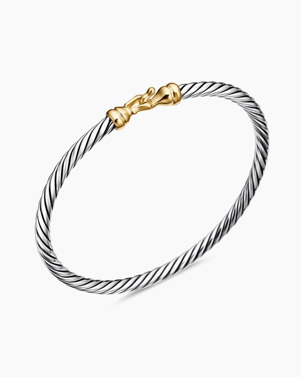 Cable Kids® Buckle Bracelet in Sterling Silver with 14K Yellow Gold, 3mm