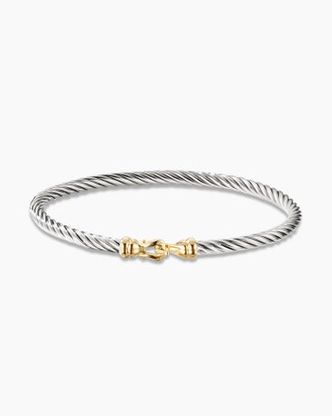 Cable Kids® Buckle Bracelet in Sterling Silver with 14K Yellow Gold, 3mm