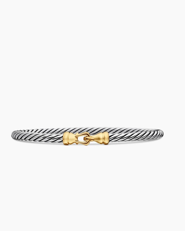 Cable Kids® Buckle Bracelet in Sterling Silver with 14K Yellow Gold, 3mm