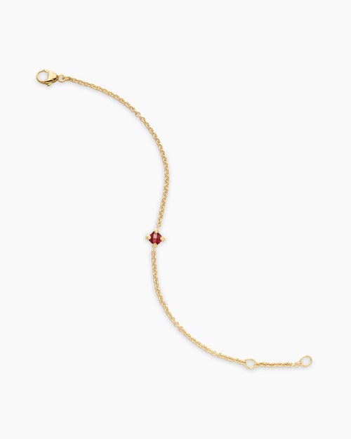 Chatelaine® Teen Bracelet in 18K Yellow Gold with Garnet, 4mm