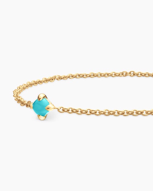 Chatelaine® Teen Bracelet in 18K Yellow Gold with Turquoise, 4mm