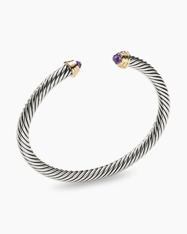 Cable Kids® Bracelet in Sterling Silver with 14K Yellow Gold and Amethyst, 4mm