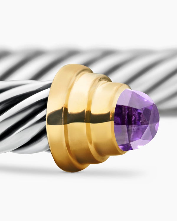 Cable Teen Bracelet in Sterling Silver with 14K Yellow Gold, 4mm