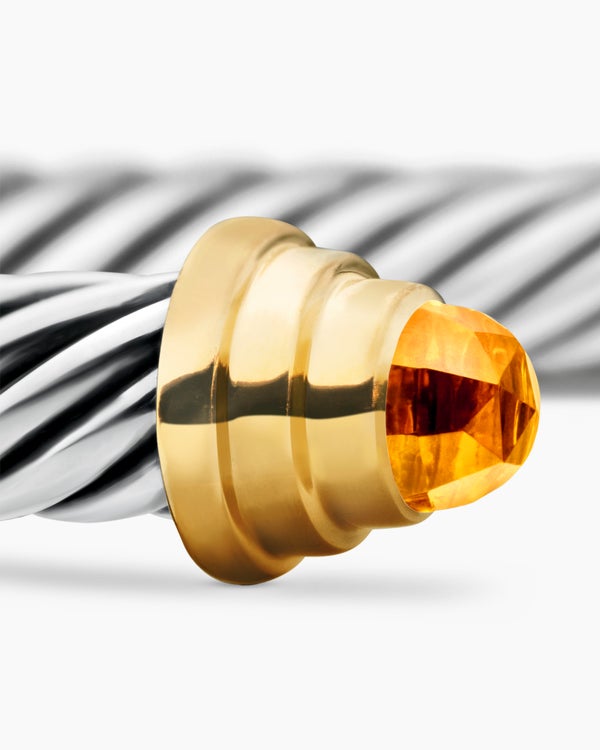 Cable Teen Bracelet in Sterling Silver with 14K Yellow Gold, 4mm