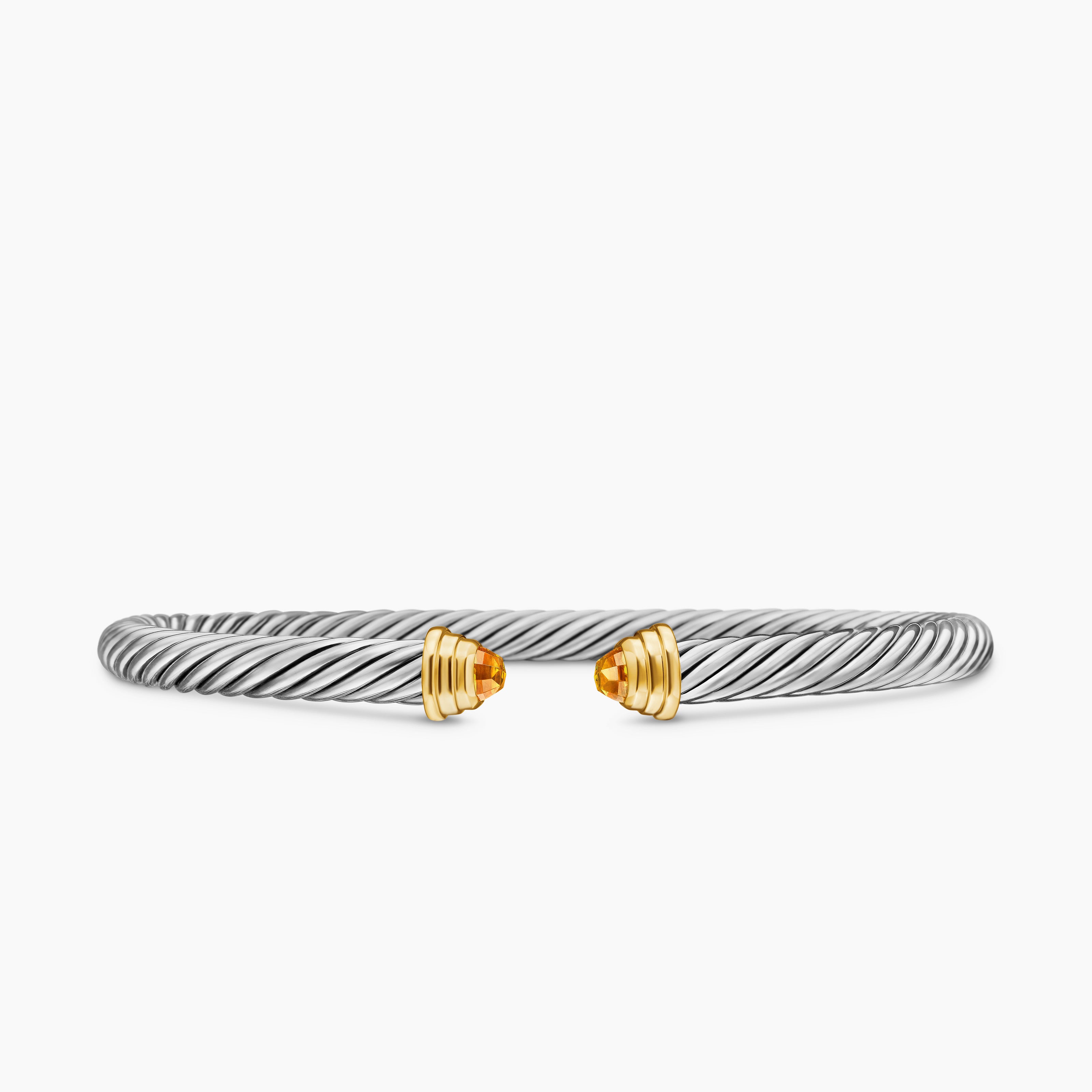 Cable Teen Bracelet in Sterling Silver with 14K Yellow Gold, 4mm