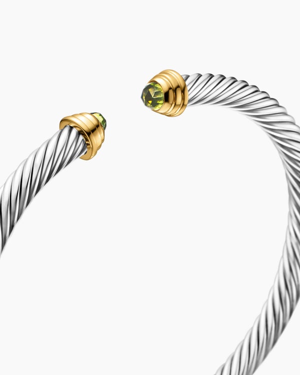 Cable Teen Bracelet in Sterling Silver with 14K Yellow Gold, 4mm
