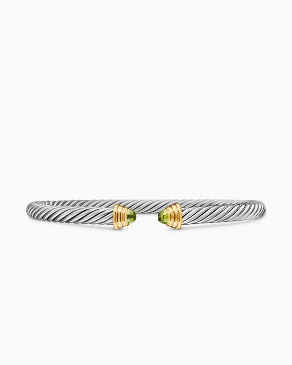 Cable Teen Bracelet in Sterling Silver with 14K Yellow Gold, 4mm