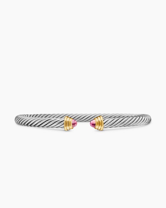 Bracelet Cable Kids® en argent sterling avec or jaune 14 carats et tourmaline rose, 4 mm